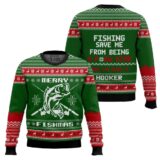Hooktab Merry Fishmas Bass Fishing Ugly Christmas Sweater