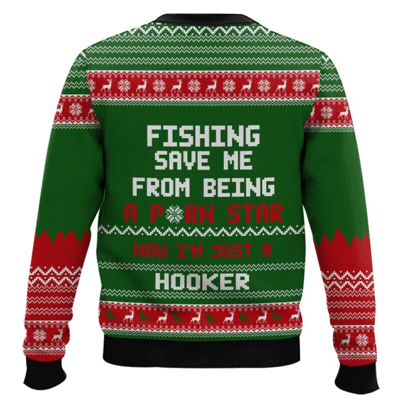 Hooktab Merry Fishmas Bass Fishing Ugly Christmas Sweater Hooktab Merry Fishmas Bass Fishing Ugly Christmas Sweater