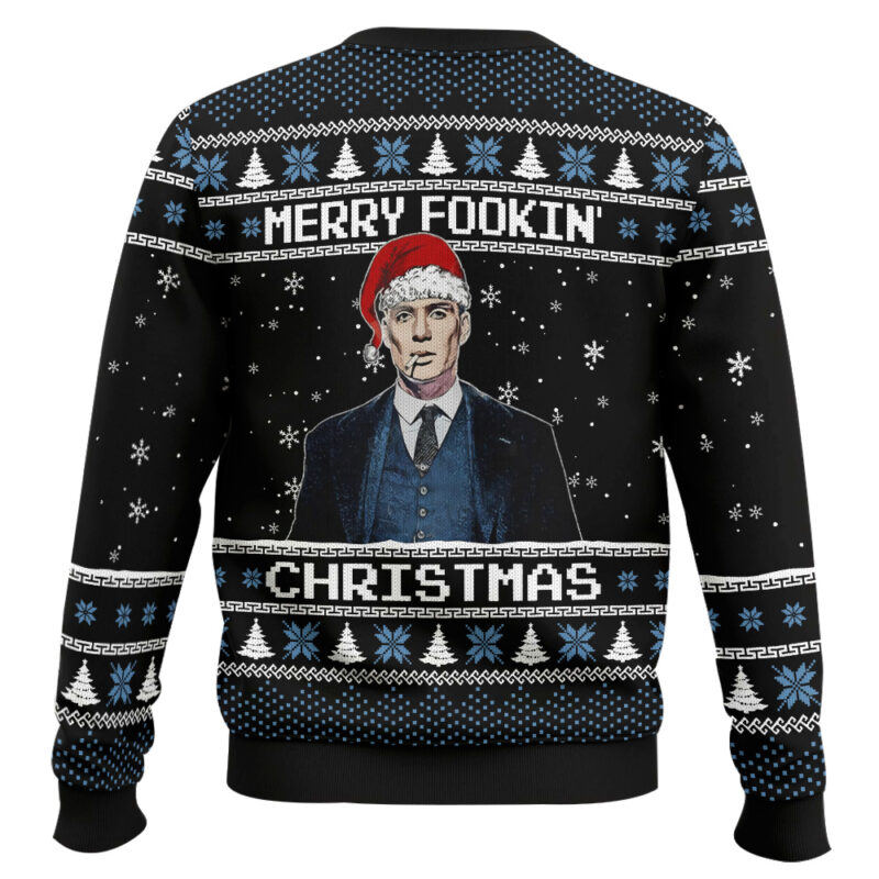 Hooktab Merry Fookin' Christmas Peaky Blinders Ugly Christmas Sweater Hooktab Merry Fookin' Christmas Peaky Blinders Ugly Christmas Sweater