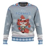 Hooktab Merry Foxmas Cute Fox Ugly Christmas Sweater