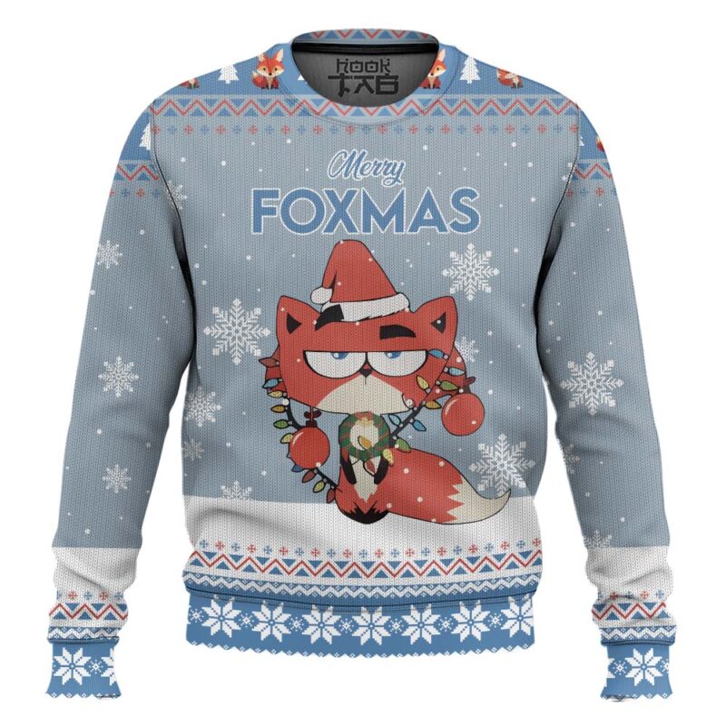 Hooktab Merry Foxmas Cute Fox Ugly Christmas Sweater