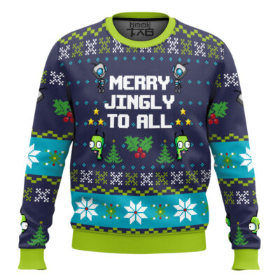 Hooktab Merry Jingly To All Invader Zim Ugly Christmas Sweater