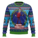 Hooktab Merry Kissmyass Futurama Ugly Christmas Sweater