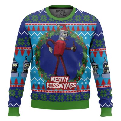 Hooktab Merry Kissmyass Futurama Ugly Christmas Sweater