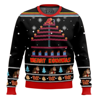 Hooktab Merry Kongmas Donkey Kong Ugly Christmas Sweater