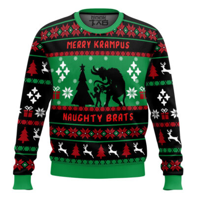Hooktab Merry Krampus Naughty Brats Ugly Christmas Sweater