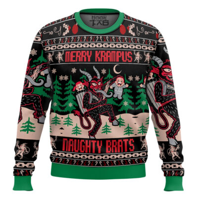 Hooktab Merry Krampus Naughty Brats Ugly Christmas Sweater