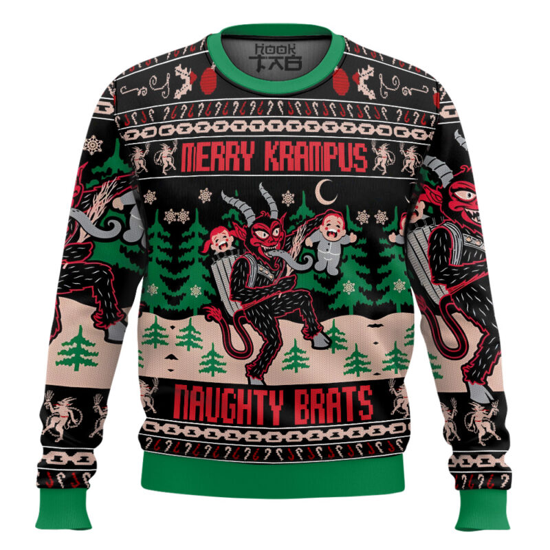 Hooktab Merry Krampus Naughty Brats Ugly Christmas Sweater