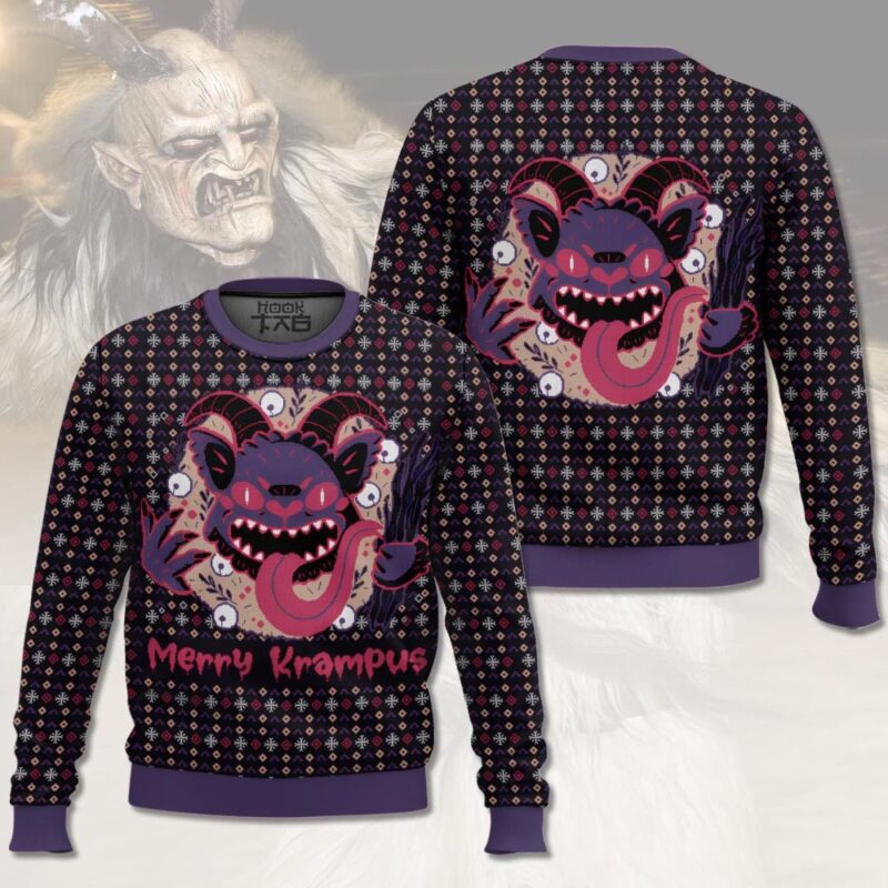 Hooktab Merry Krampus Ugly Christmas Sweater Hooktab Merry Krampus Ugly Christmas Sweater