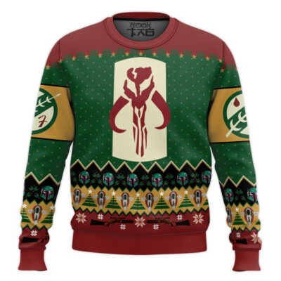 Hooktab Merry Mandalorian Star Wars Ugly Christmas Sweater