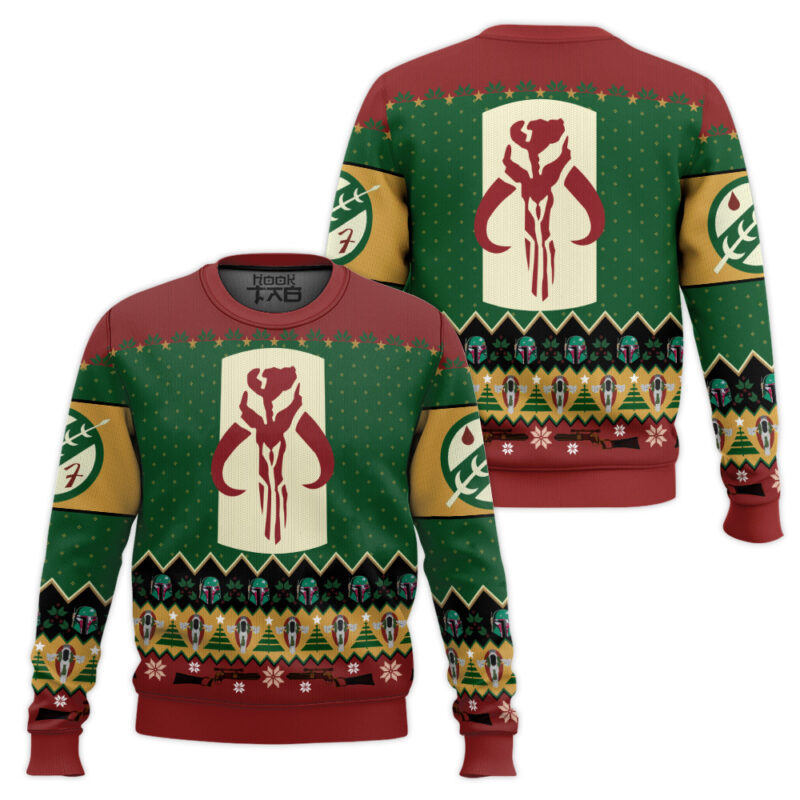Hooktab Merry Mandalorian Star Wars Ugly Christmas Sweater Hooktab Merry Mandalorian Star Wars Ugly Christmas Sweater