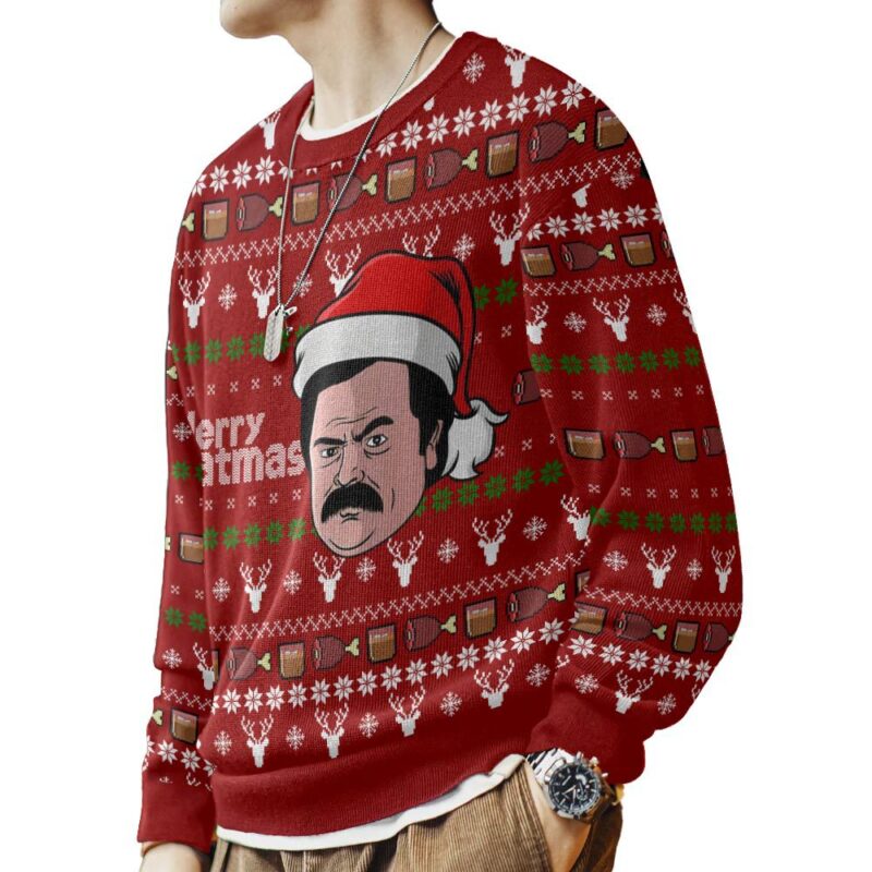 Hooktab Merry Meatmas Ron Swanson Parks And Recreation Ugly Christmas Sweater Hooktab Merry Meatmas Ron Swanson Parks And Recreation Ugly Christmas Sweater