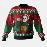 Hooktab Merry Myers Michael Myers Halloween Ugly Christmas Sweater