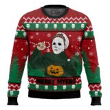 Hooktab Merry Myers Michael Myers Halloween Ugly Christmas Sweater