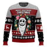 Hooktab Merry Nightmare Xmas Jack Skellington Ugly Christmas Sweater