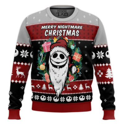 Hooktab Merry Nightmare Xmas Jack Skellington Ugly Christmas Sweater