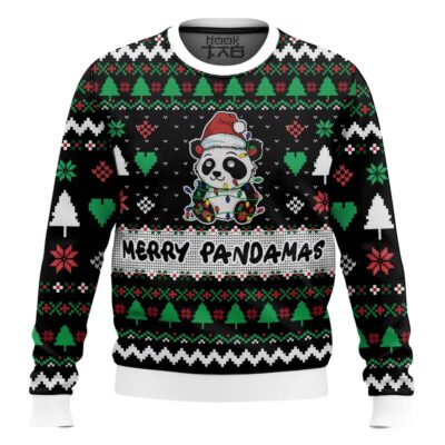 Hooktab Merry Pandamas Cute Panda Ugly Christmas Sweater