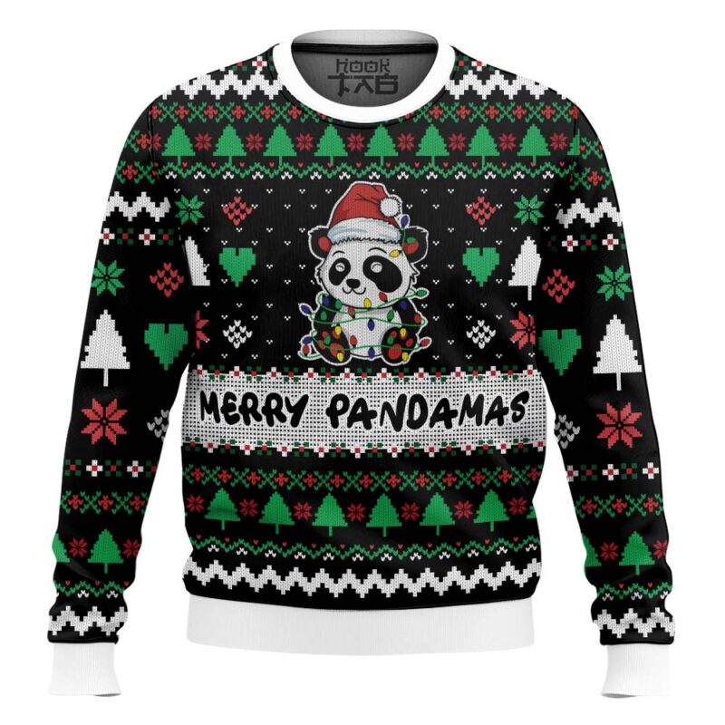Hooktab Merry Pandamas Cute Panda Ugly Christmas Sweater