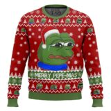 Hooktab Merry Pepe-mas Pepe The Frog Ugly Christmas Sweater