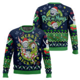 Hooktab Merry Rickmas Rick And Morty Ugly Christmas Sweater