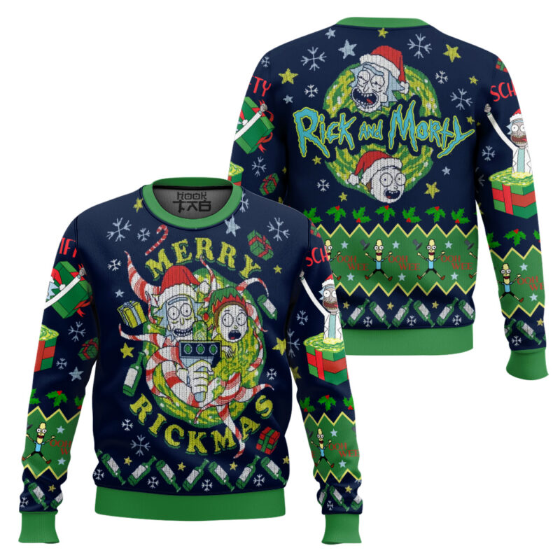Hooktab Merry Rickmas Rick And Morty Ugly Christmas Sweater Hooktab Merry Rickmas Rick And Morty Ugly Christmas Sweater