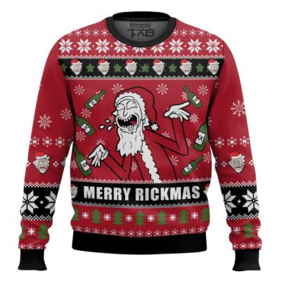 Hooktab Merry Rickmas Rick & Morty Ugly Christmas Sweater