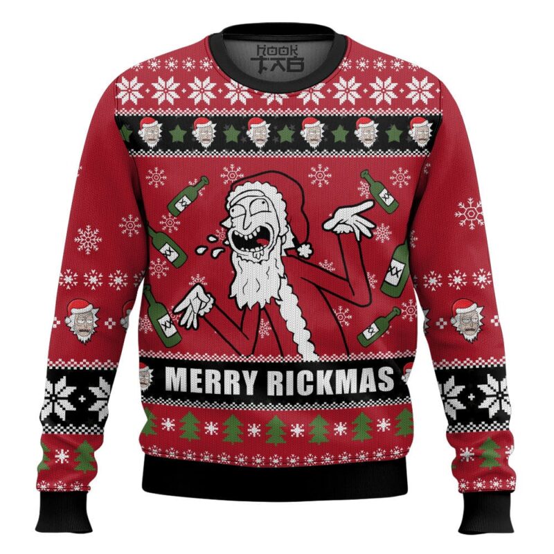 Hooktab Merry Rickmas Rick & Morty Ugly Christmas Sweater