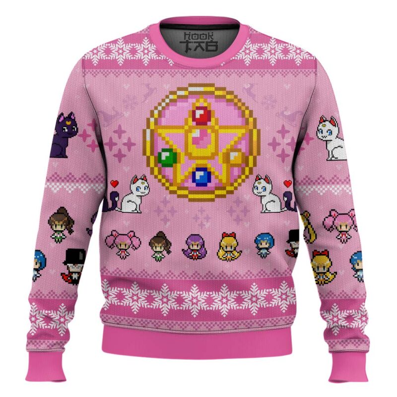 Hooktab Merry Senshi Christmas Sailor Moon Ugly Christmas Sweater