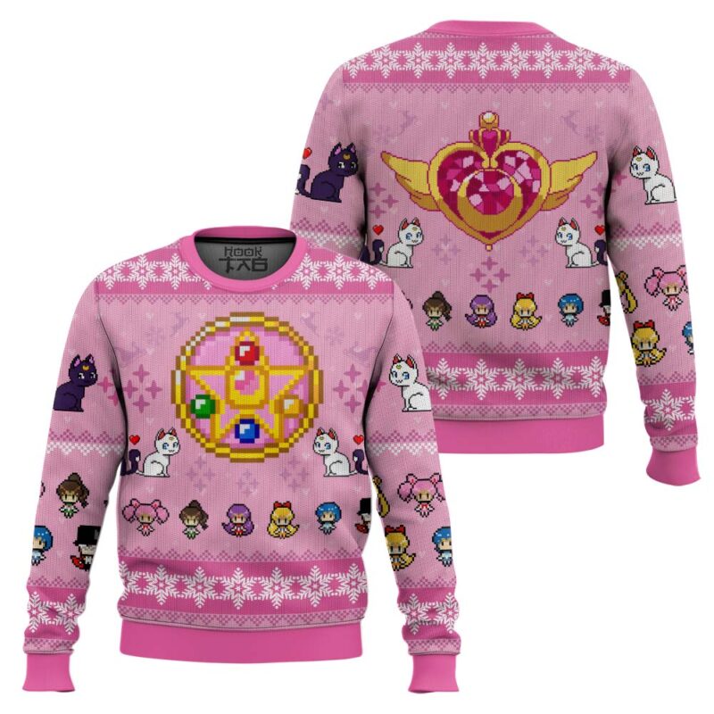 Hooktab Merry Senshi Christmas Sailor Moon Ugly Christmas Sweater Hooktab Merry Senshi Christmas Sailor Moon Ugly Christmas Sweater