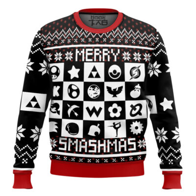 Hooktab Merry Smashmas Super Smash Bros Ugly Christmas Sweater