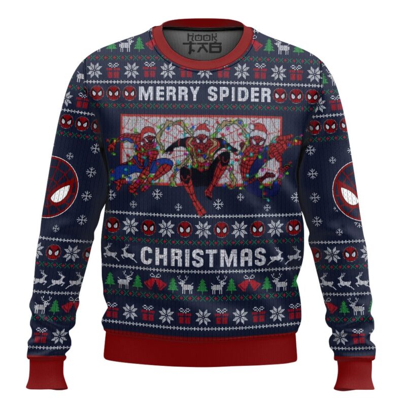 Hooktab Merry Spider Christmas Spider-man Ugly Christmas Sweater