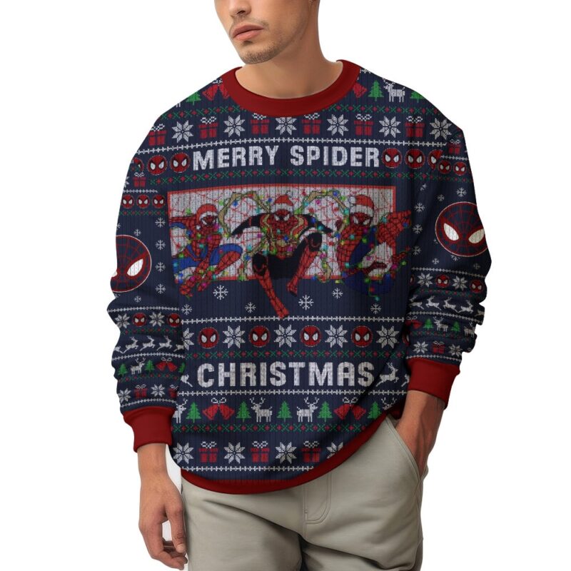 Hooktab Merry Spider Christmas Spider-man Ugly Christmas Sweater Hooktab Merry Spider Christmas Spider-man Ugly Christmas Sweater