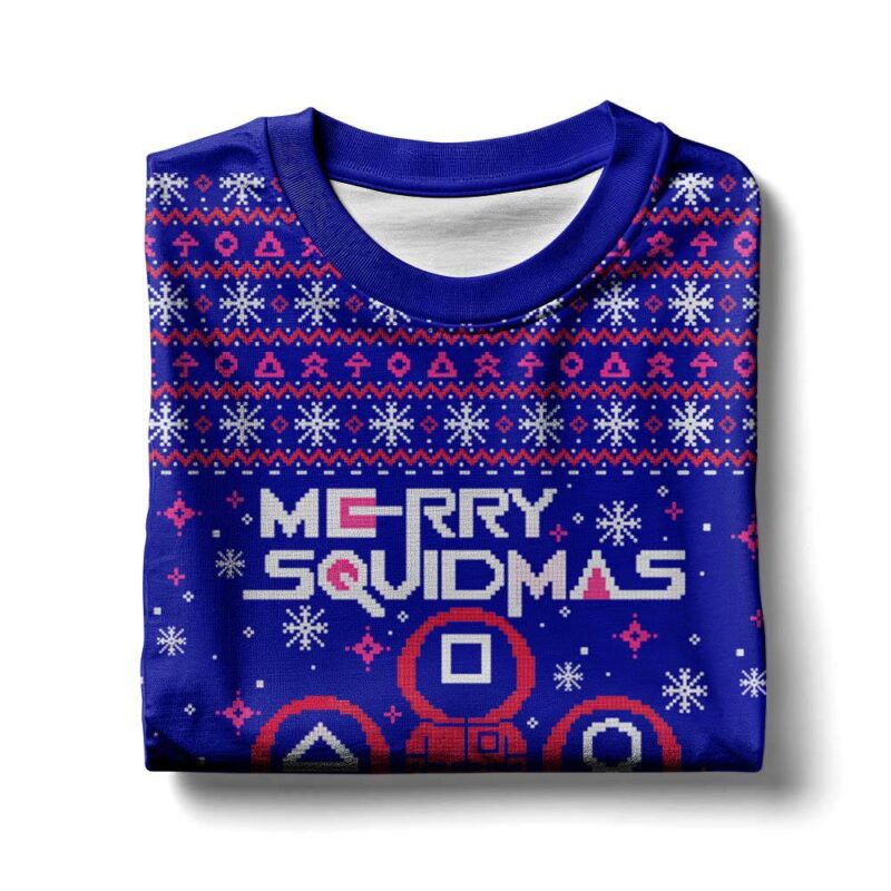 Hooktab Merry Squidmas Squid Game Ugly Christmas Sweater Hooktab Merry Squidmas Squid Game Ugly Christmas Sweater