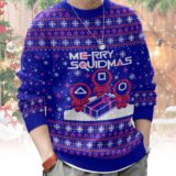 Hooktab Merry Squidmas Squid Game Ugly Christmas Sweater