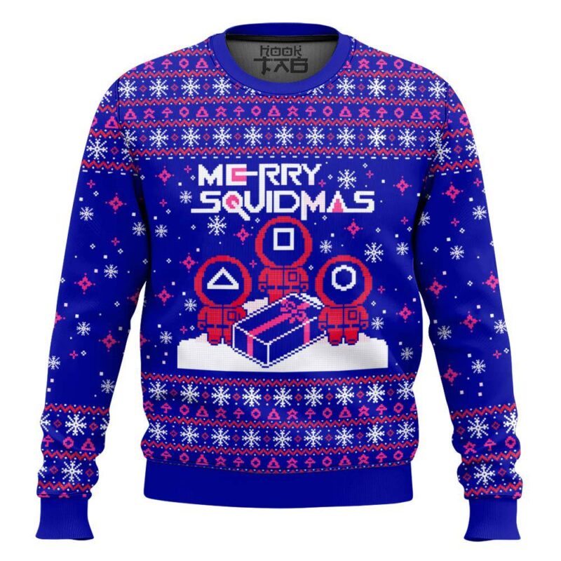 Hooktab Merry Squidmas Squid Game Ugly Christmas Sweater