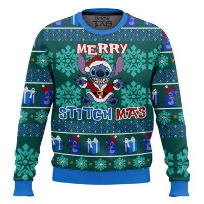 Hooktab Merry Stitch Mas Lilo And Stitch Ugly Christmas Sweater