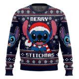 Hooktab Merry Stitchmas Lilo And Stitch Ugly Christmas Sweater
