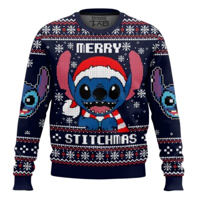 Hooktab Merry Stitchmas Lilo And Stitch Ugly Christmas Sweater