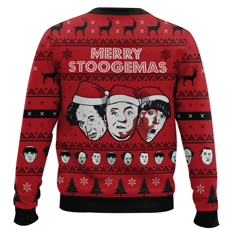 Hooktab Merry Stoogemas 3 Stooges Ugly Christmas Sweater Hooktab Merry Stoogemas 3 Stooges Ugly Christmas Sweater
