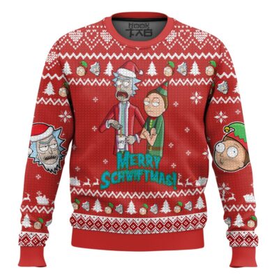 Hooktab Merry Swiftmas Rick And Morty Ugly Christmas Sweater