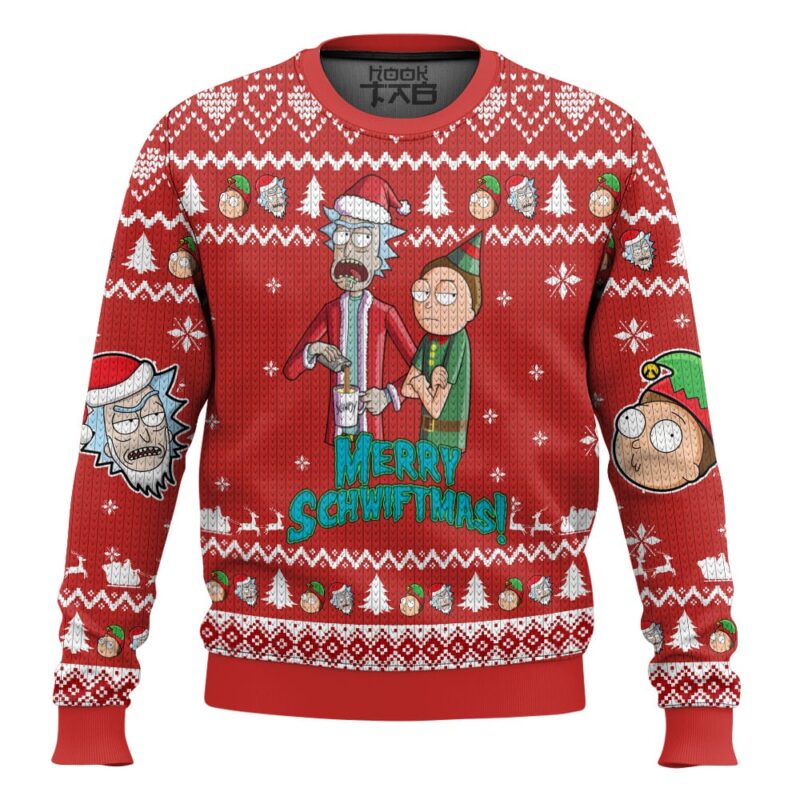 Hooktab Merry Swiftmas Rick And Morty Ugly Christmas Sweater