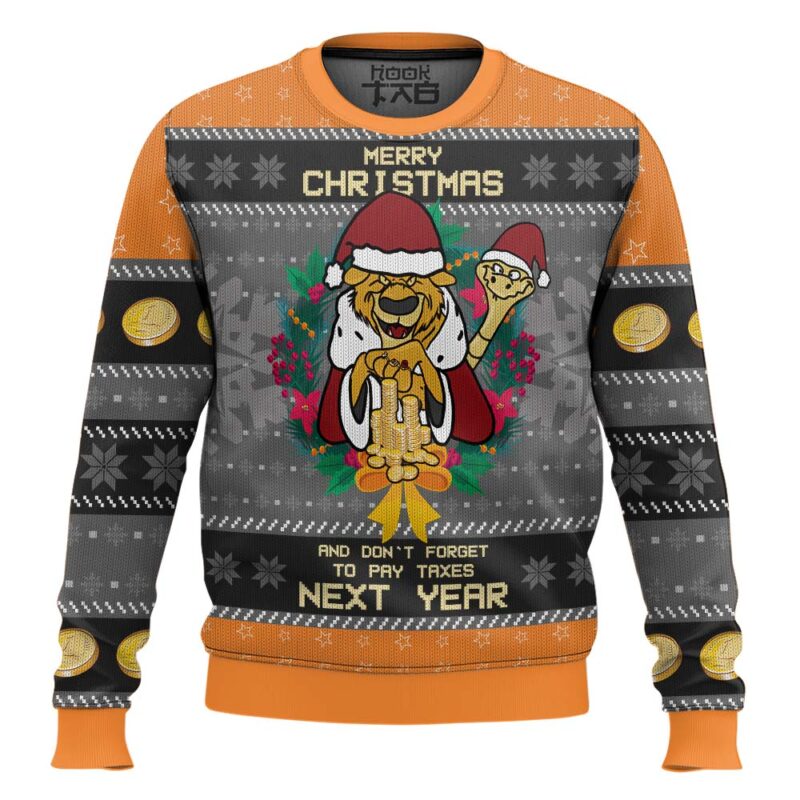 Hooktab Merry Taxes Christmas Disney Robin Hood Ugly Christmas Sweater
