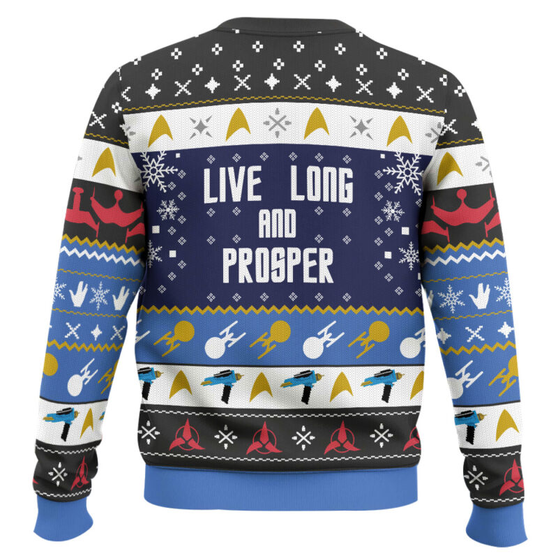 Hooktab Merry Trekmas Star Trek Ugly Christmas Sweater Hooktab Merry Trekmas Star Trek Ugly Christmas Sweater