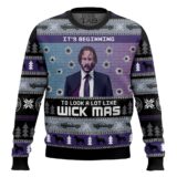 Hooktab Merry Wick-mas John Wick Ugly Christmas Sweater