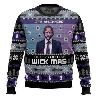 Hooktab Merry Wick-mas John Wick Ugly Christmas Sweater