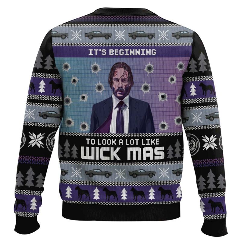 Hooktab Merry Wick-mas John Wick Ugly Christmas Sweater Hooktab Merry Wick-mas John Wick Ugly Christmas Sweater