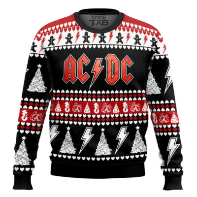 Hooktab Merry Xmas AC/DC Ugly Christmas Sweater