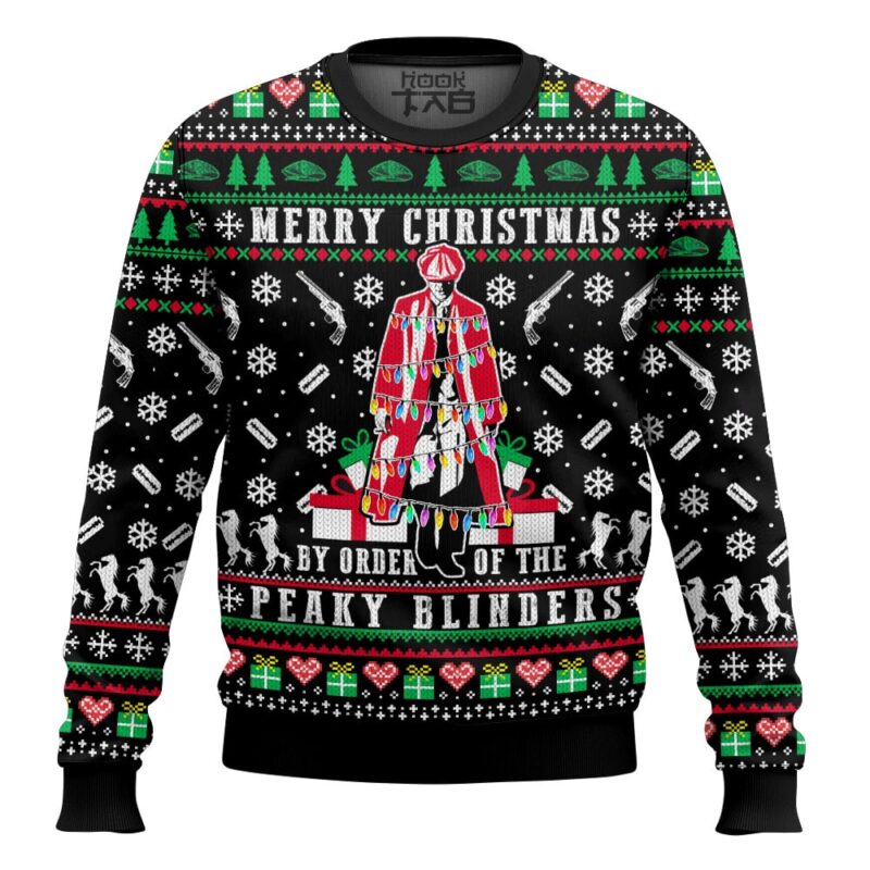Hooktab Merry Xmas By The Order Of The Peaky Blinders Ugly Christmas Sweater