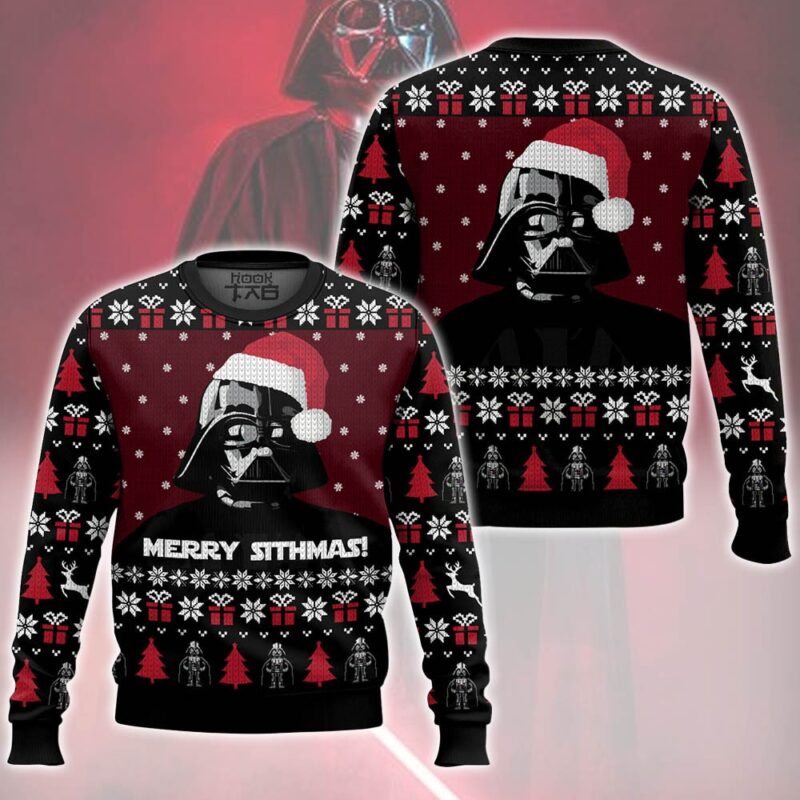 Hooktab Merry Xmas Darth Vader Star Wars Ugly Christmas Sweater Hooktab Merry Xmas Darth Vader Star Wars Ugly Christmas Sweater