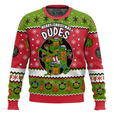 Hooktab Merry Xmas Dudes Teenage Mutant Ninja Turtles Ugly Christmas Sweater